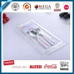Custom design printing handle safe metal kids spoon and fork with blister packing