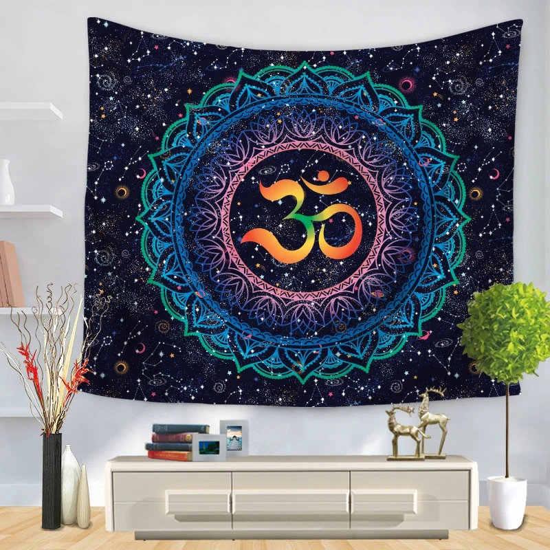 Custom Logo 100% Polyester Cheap Hippie Bohemian Psychedelic Printed Mandala Wall Tapestry