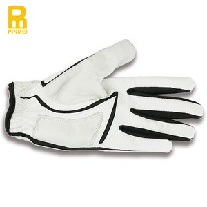 Custom logo double palm snug finger fit cabretta leather golf gloves