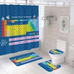 Custom photo shower curtain periodic table digital printed bathroom 4-piece set of buttonholes