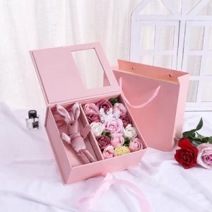 Custom Rose Flower Gift Box Preserved Flower Box Packaging Valentines Day Surprise Flower Gift Box