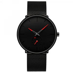 Custom slim oem watch simple stainless steel strap mens ultra thin quartz  wrist watches