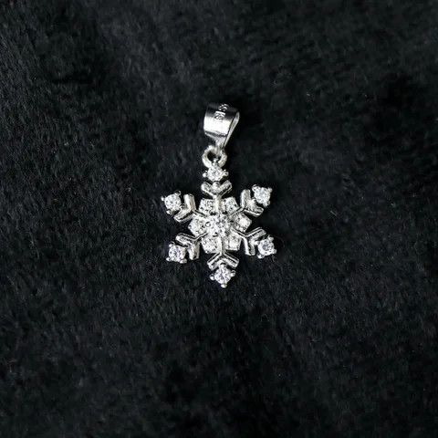 Rhodium Plated 8 Point CZ Snowflake Pendant