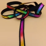 Customized New Style Printed Rainbow Gradient Polyester Webbing