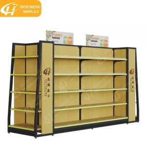 Customized Steel Wooden Supermarket Shelves Grocery Display Shelving Racks Store Gondola for sale