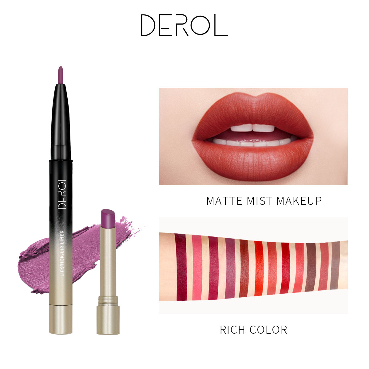 Buy Derol Custom Logo Luxury Velvet Lip Stick And Lip Liner Pencil Oem ...