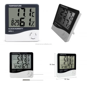 Digital thermometer hygrometer With Large LCD Display and clock function Temperature Sensor Humidity Meter