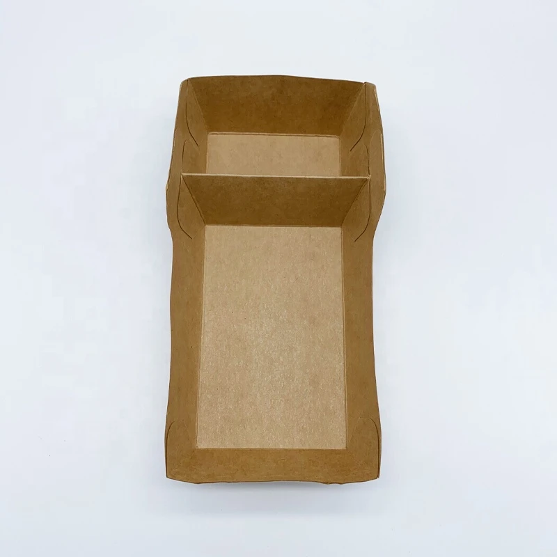 Disposable Brown  Take Away Food  Custom Printed Kraft Paper Food Boat Tray