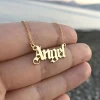 DIY Personality Cute Angel letter necklace alphabet ANGEL gold old letters old english letter necklace jewelry Clavicle Chain