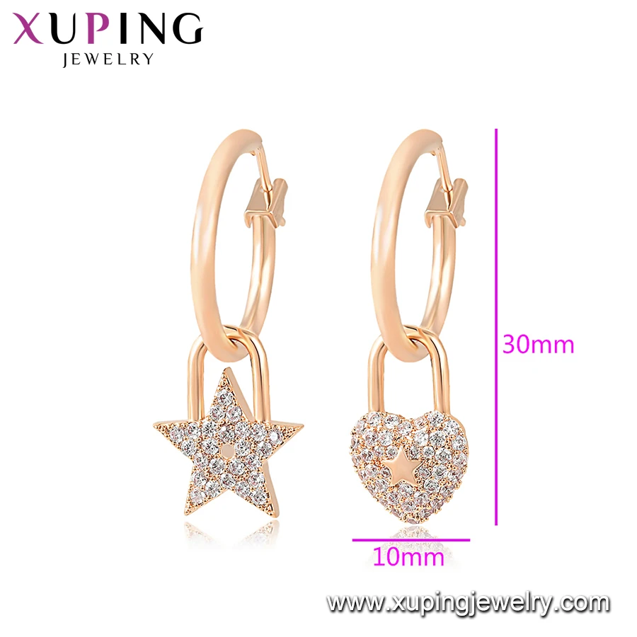 earring 420 xuping Trend star and moon elements asymmetrical rose gold plated earrings