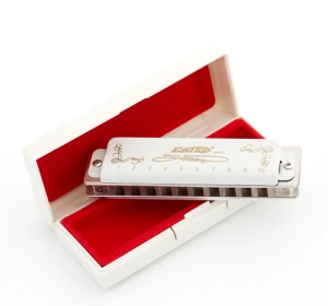 EASTTOP T008LS high quality 10 holes blues harmonica packaged in white plastic box