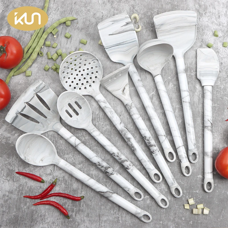 Eco-Friendly Silicon Utensils Cooking Sets Kitchen Tools Marble Kitchen Utensils