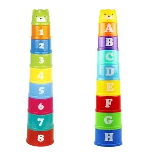 Educational Numbers Letters Folding Stack Cup Tower Baby Toys