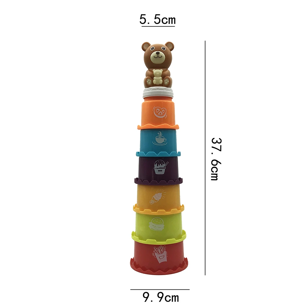 Educational toddler toy bathtub animal shape organizer indoor out door stacking cups beach baby bath toy