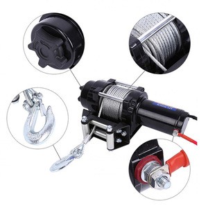 Electric 4000lb 12V ATV Towing Cables Pull Kit Remote Control Set Permanent Magnet Motor Winch Trailer Truck