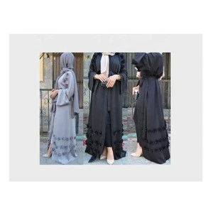 Elegant Casual Kimono Nida Fabric Islamic Clothing Dress Muslim Women Abaya