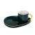 Import European style gold handle ceramic peacock green coffee cup with dessert plate from China