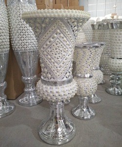 Extra Magnesia Larger 80cm Decorative White Vase Sparkle Mosaic Trumpet Design FRP Vase