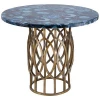 Factory outlet new design round antique brass blue agate tables