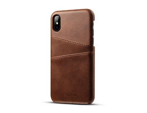 Factory price business style pu leather with credit card slot design for iPhone X