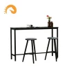 Factory price classic bar furniture simple custom milk shop cafe bistro strip black metal solid wood  high counter bar table