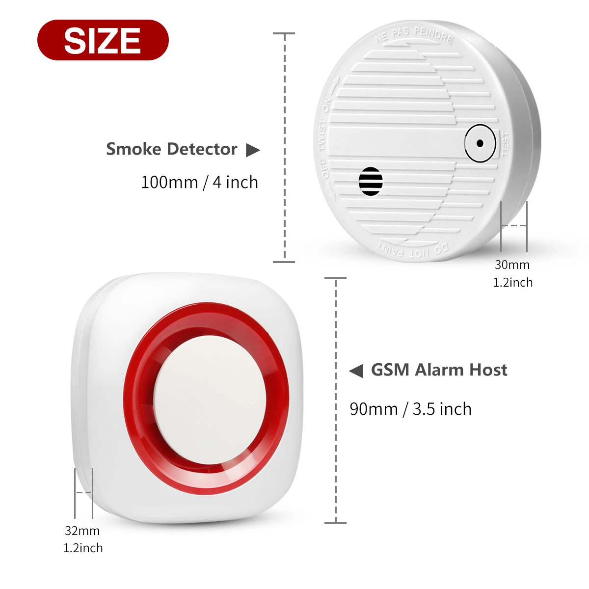 Factory Price! Wireless Infrared GSM Smoke Detector Support SMS&amp;Dial, DIY Installation,Expandable Up To 32 Sensors