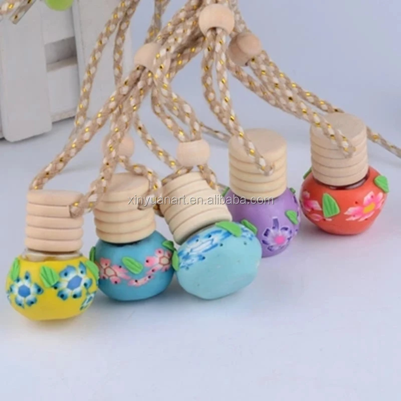 Factory round Shape Auto Car Ornament Hanging Refillable Glass Air Freshener Empty Perfume Bottles for Car