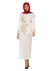 Factory Supply Long Sleeve Purple white black appliqued design abaya islamic clothing with belt  muslim dress women