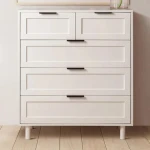 Factory wholesale high dresser with 5 drawers ladder design chest of drawers white elegant dresser for bedroom or entryway