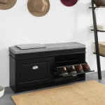 Factory Wholesale White Storage Bench with Drawers & Padded Seat Cushion For Hallway Bench Shoe Cabinet Shoe Bench