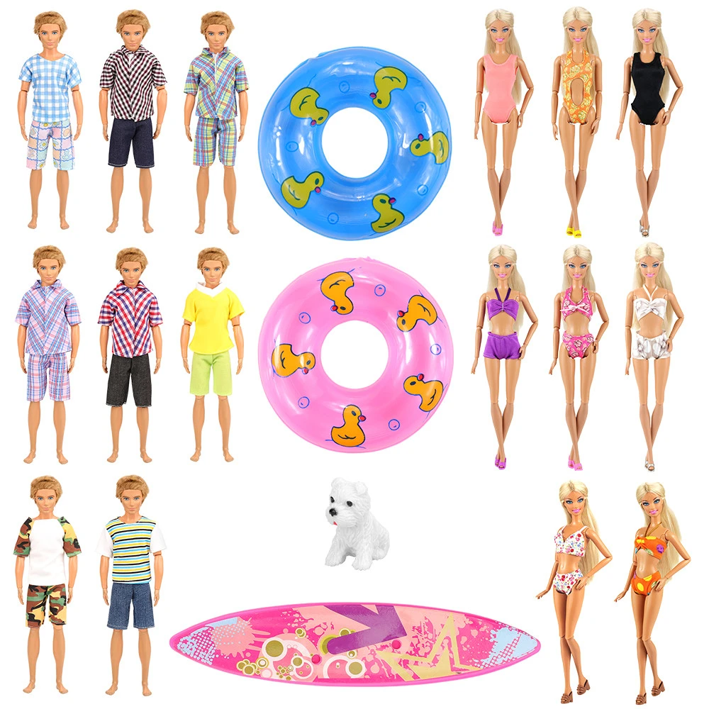 Fashion 12 Items/Set =3 Ken Doll Clothes Random +4 Doll accessories +5 Swimsuits clothes For Barbie Ken Dolls Best DIY Present