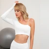 Fashion design one-shoulder long-sleeved T-shirt yoga breathable top activity stretch yoga clothes women