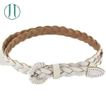 Fashion Knitted Leather Belt Braided Stripe Webbing Belt
