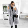 Fashion Lady Winter Plush Fluffy Fake Fur Hooded Coat Women Imitation Fur Coat Women Plus Size Soft Fur Hooded Jacket Coat