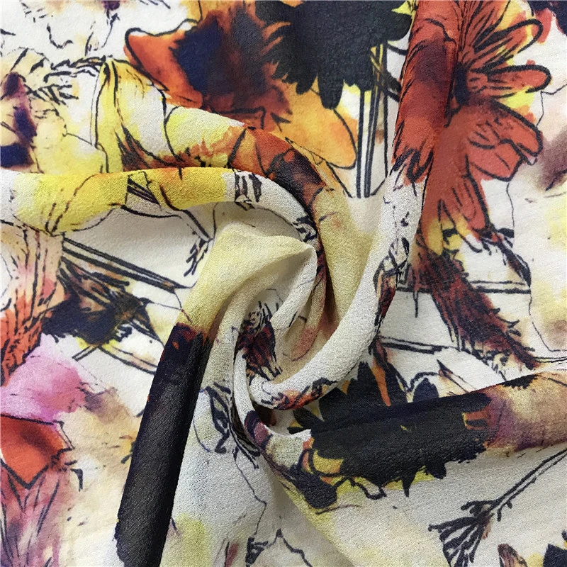 floral silk georgette fabric, digital printing silk fabric