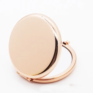 Folding Round Compact Pocket Hand Size Rose Gold Mirror