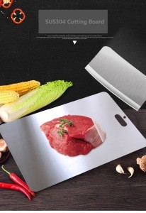 Food Grade Kitchen 304 Stainless Steel Metal Cutting Board Fruit Vegetable Meat Easy to Wash Chopping Block