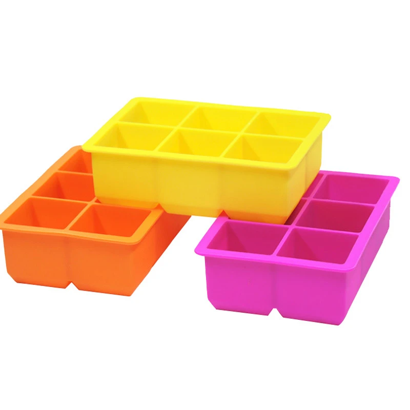 Food grade silicone ice tray Customized silicone ice tray mold with 6 compartments silicone ice cube tray