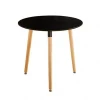 Free sample indian hot sale dining furniture black round modern dining  table designs with wood legs