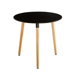 Free sample indian hot sale dining furniture black round modern dining  table designs with wood legs