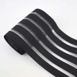 Free samples 7.5cm 9.8cm Fish silk elastic band fitness adjustable wide black brushed elastic band webbing for sports bra