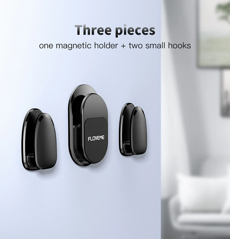 Free Shipping 1 Sample OK With 2 Wall Hook Strong Magnetic Car Mount  Smart Mobile Phone Holder for Organize Bags/Cable