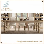 French Provincial Style Antique Wooden Dining Tables Design 6 Chairs Set