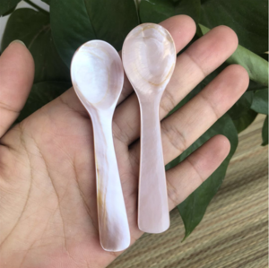 Ft-316s 4 Optional Size Caviar Shell Spoon Vietnam Beige Ice Cream and Coffee Spoon Wholesale