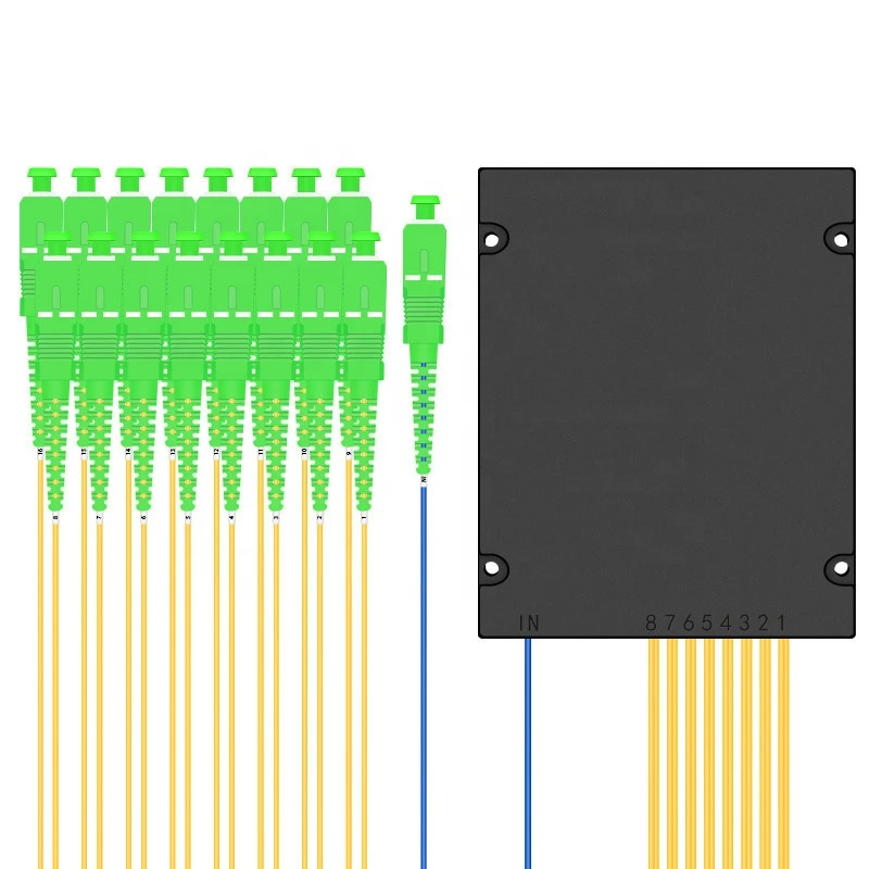 ftth gpon abs box splitter 1x16 fiber optic plc splitter sc upc apc connector
