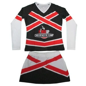 Full Sublimation Wholesale Top Quality Hot Cheerleading Uniforms,tops and bottom set