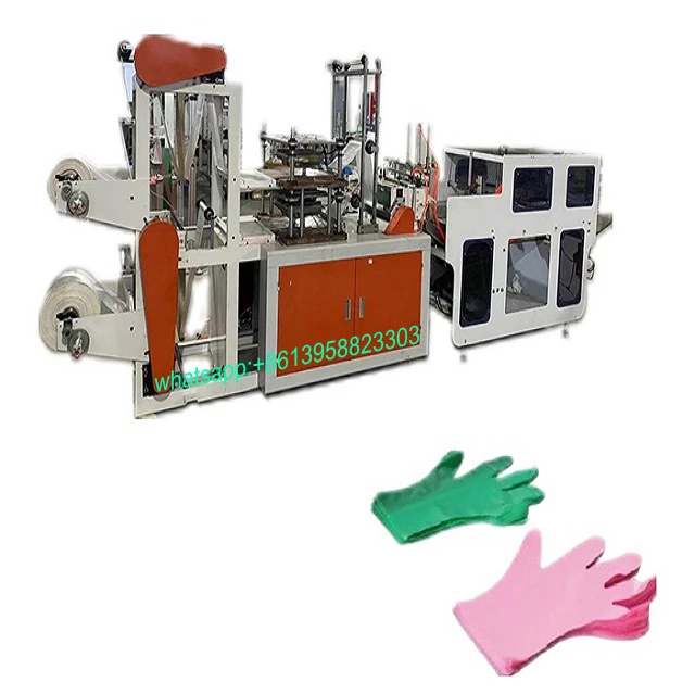 Fully Automatic Disposable HDPE food disposable plastic CPE glove making machine with robot waste clean system