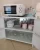 Import furniture sideboard red wood pattern glass aluminum kitchen dishes cabinet storage rack MDF material easy clean from China