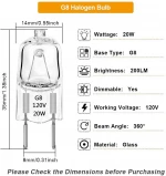 G8 JCD T4 120V 20W Halogen Light 20W 30W 50W G8 Short Lamp Bulb Spotlight Glass G8 Bulb