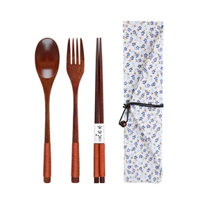 Gift wooden spoon and fork fork and spoon travel set